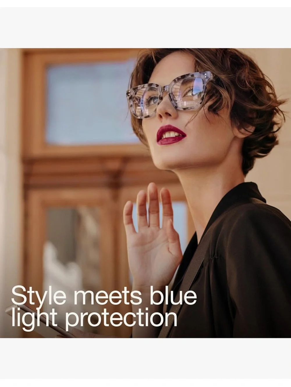 Women's Tortoiseshell Pattern Blue Light Oversized Glasses - Set of 2
